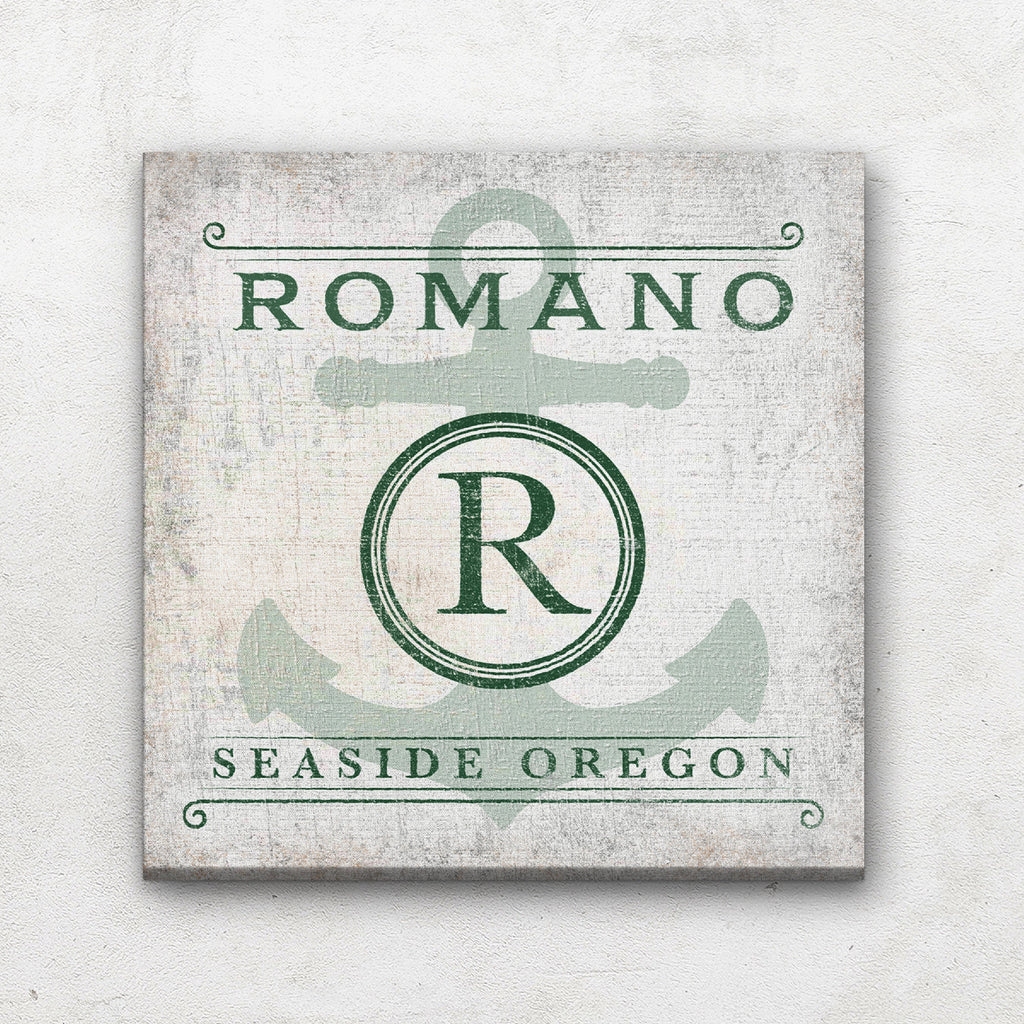 Personalized Family Name & Anchor Monogram Canvas Decor